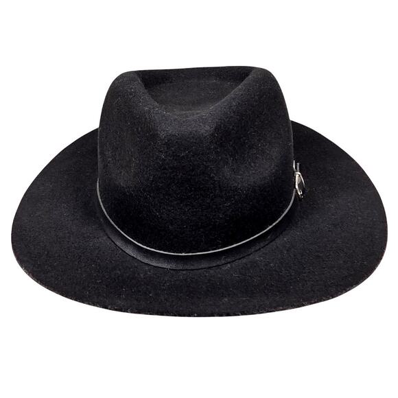 ROXY WOMEN\'S BLACK WOOL FEDORA HAT – WIDE BRIM, LEATHER BUCKLE BAND, ONE SIZE main image 6